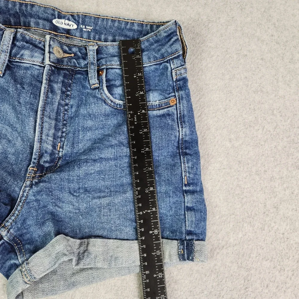 Old Navy Jean Shorts Womens 2 Blue Denim High Rise Stretch Medium Wash Cuffed‎